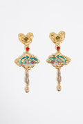 Textured gold heart earrings