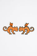 Orange enamel tiger earrings