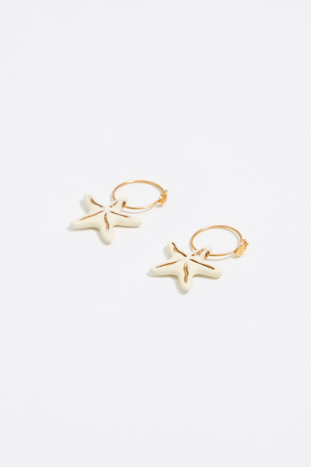 Ivory stars hoop earrings
