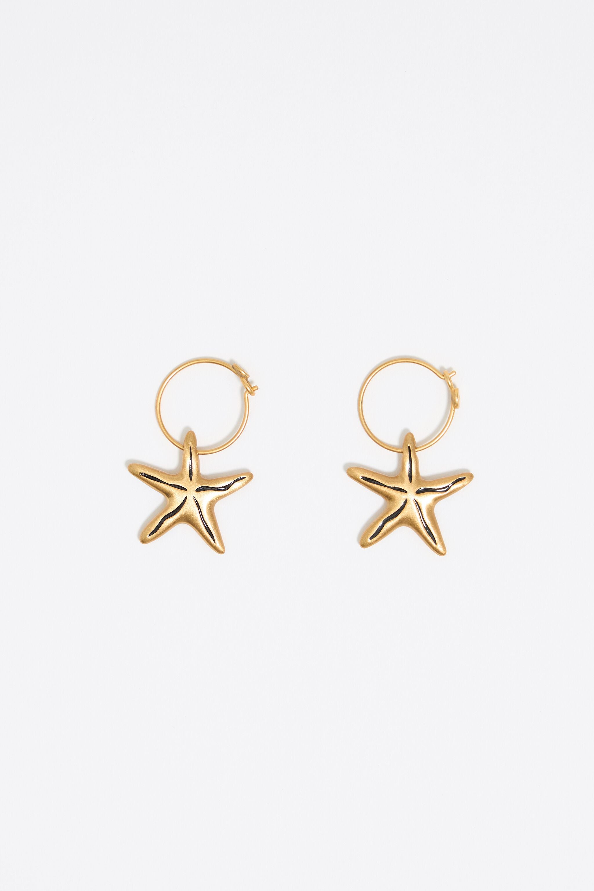 Black stars hoop earrings