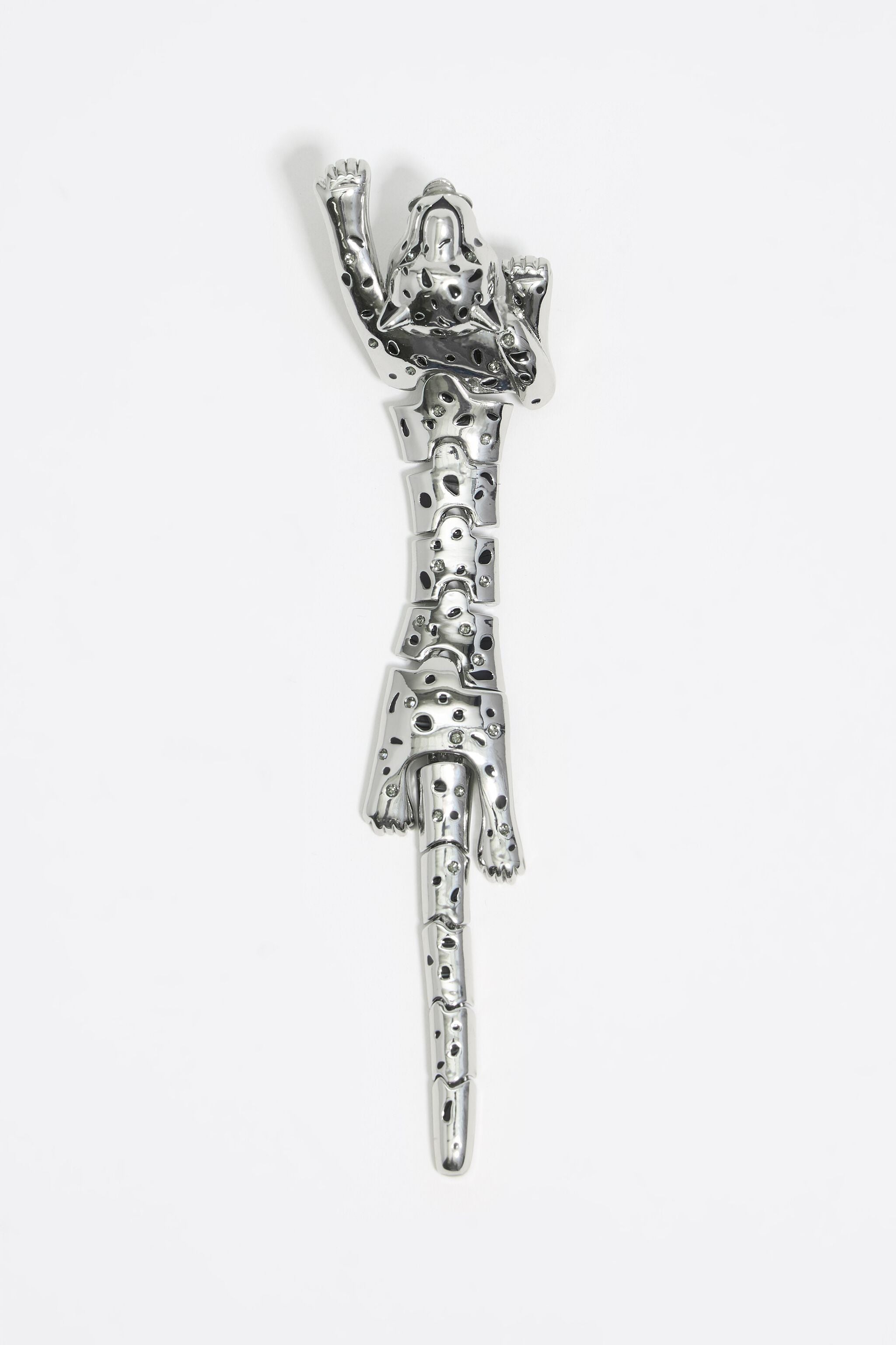 Silver and black panther earring