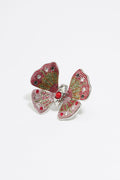 Crystal butterfly silver ring