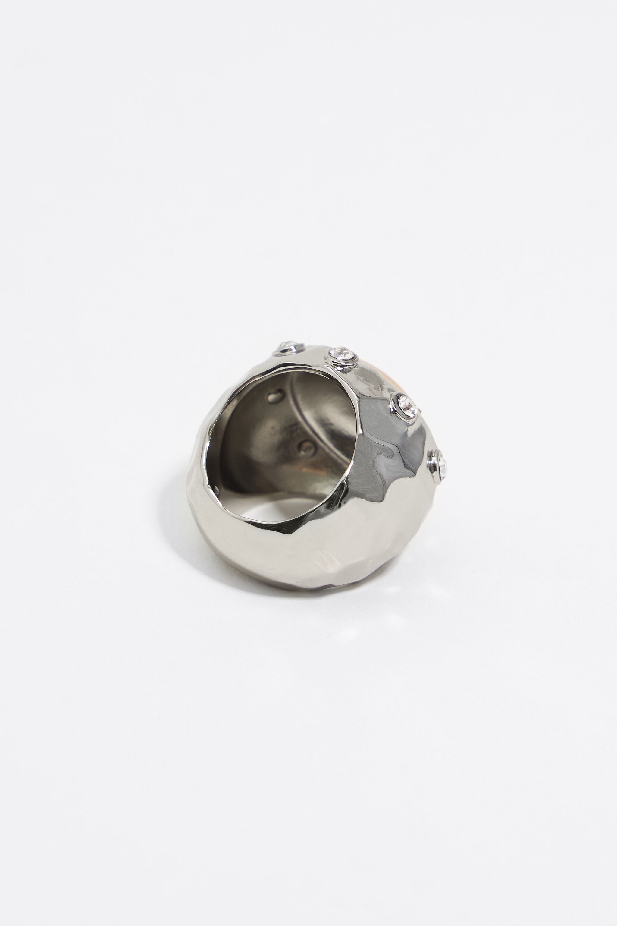 Silver and gold moon ring