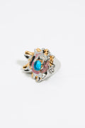 Textured dark silver and enamel ring