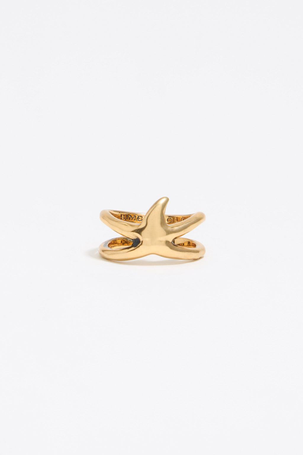 Textured gold star ring