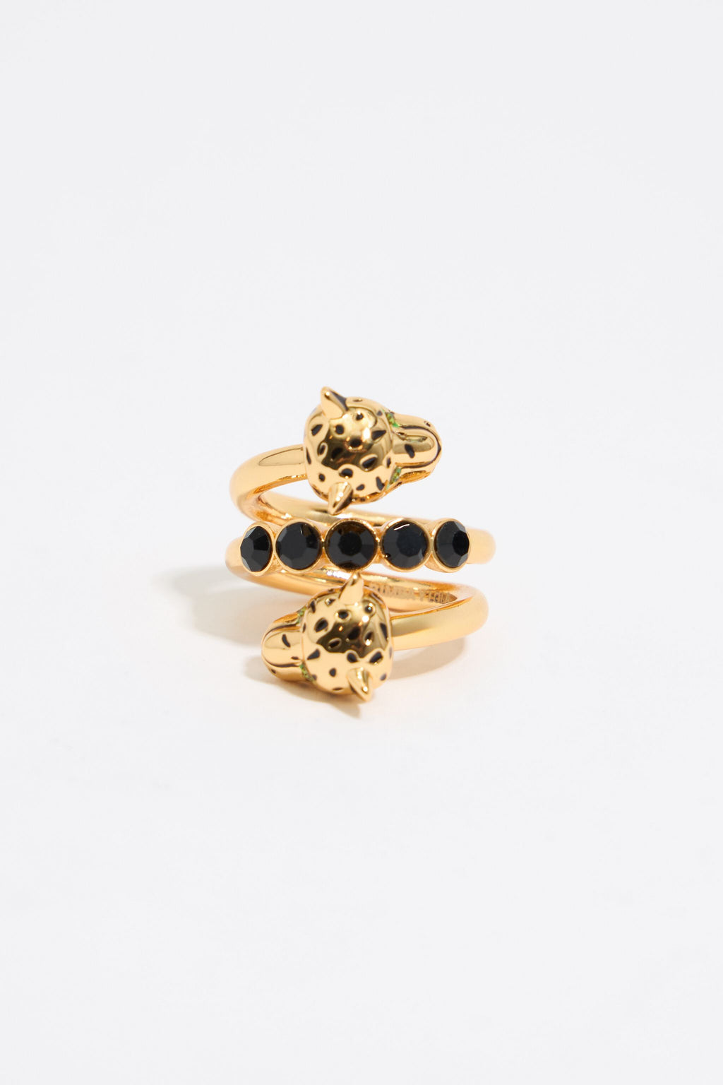 Golden panthers spiral ring