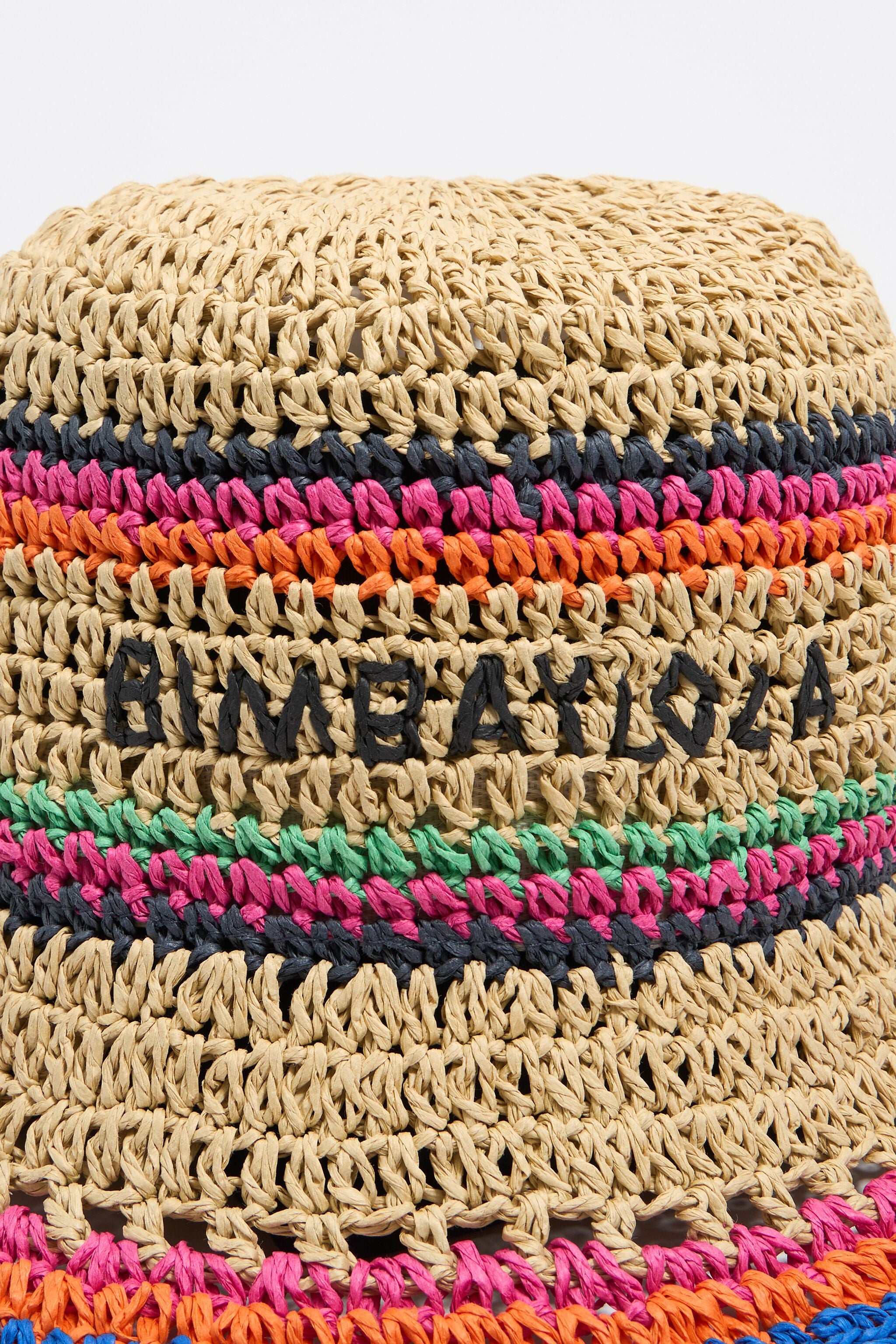 Beige paper raffia hat color strips