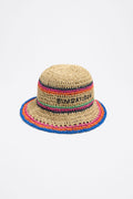 Beige paper raffia hat color strips
