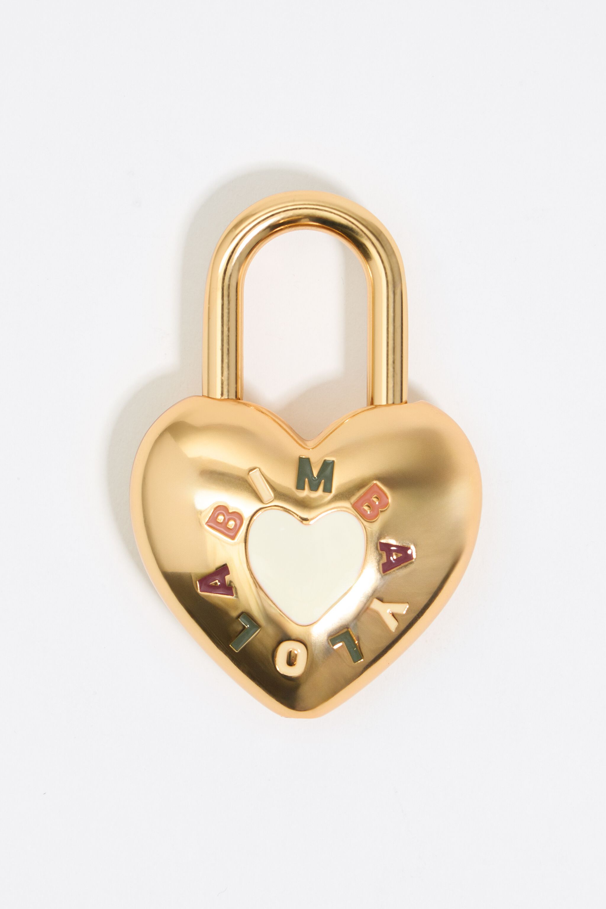 Gold heart padlock key ring