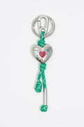 Green rope heart key ring