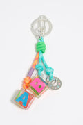 Aquamarine resin dice key ring
