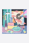 Aquamarine surrealist still-life scarf