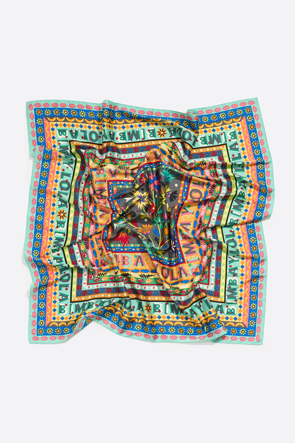 Gray logos and floral borders scarf