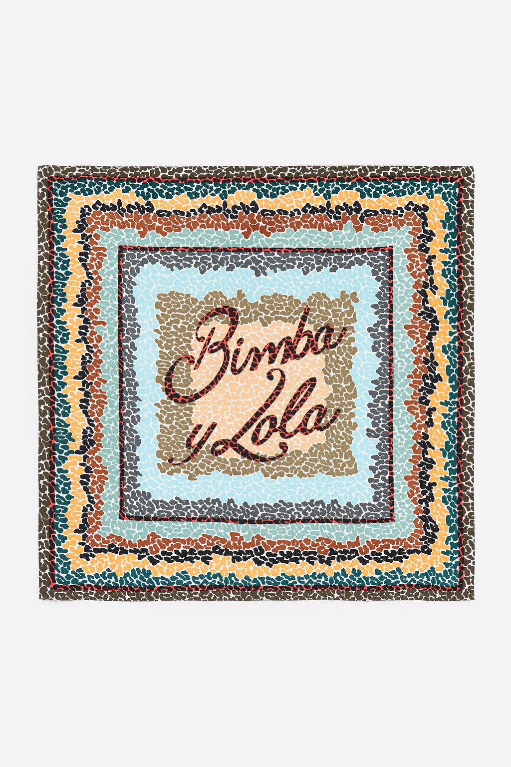 Ivory leopard borders and logo scarf
