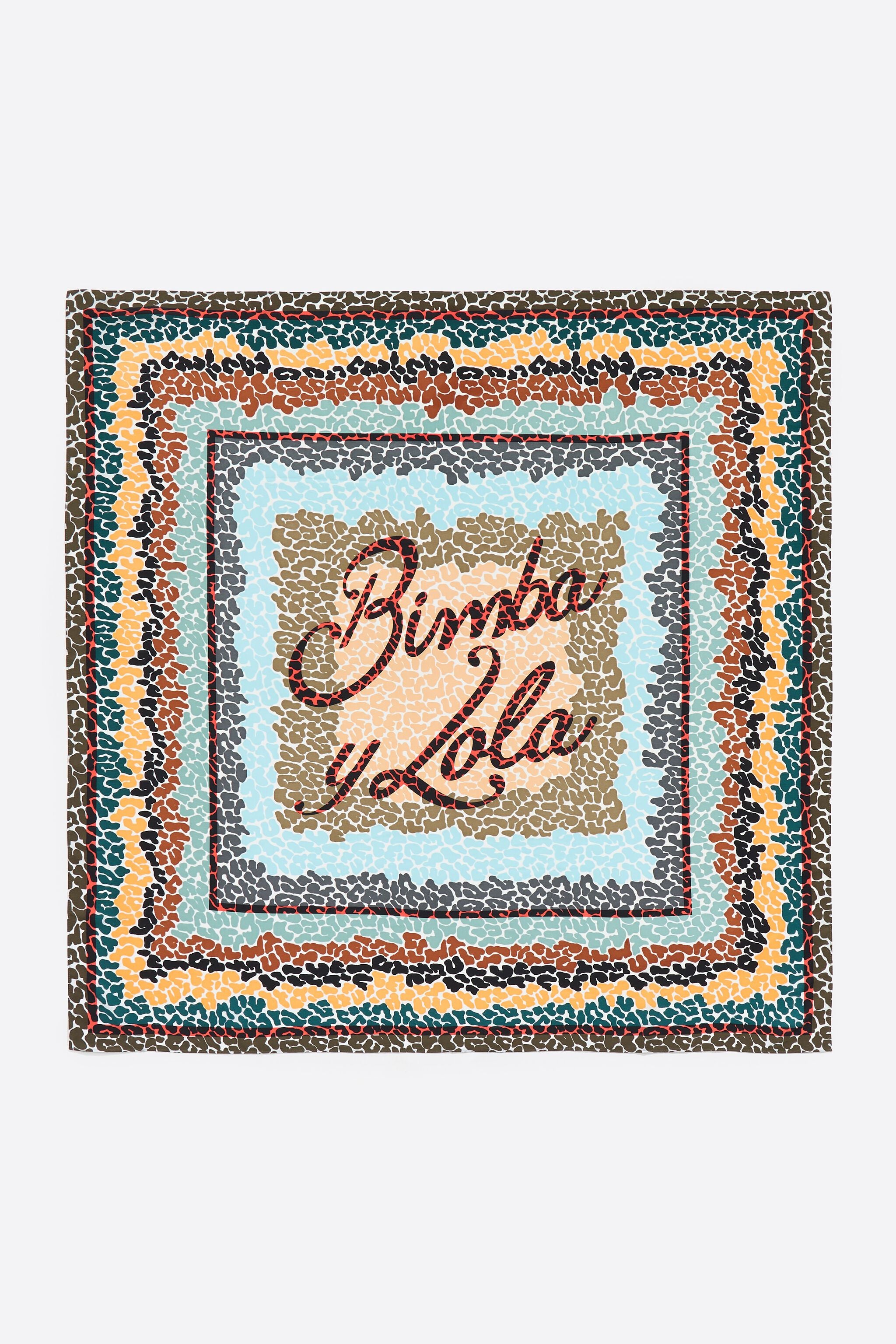 Ivory leopard borders and logo scarf