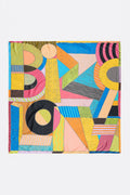 Multicolor textured XL logos and microprint scarf