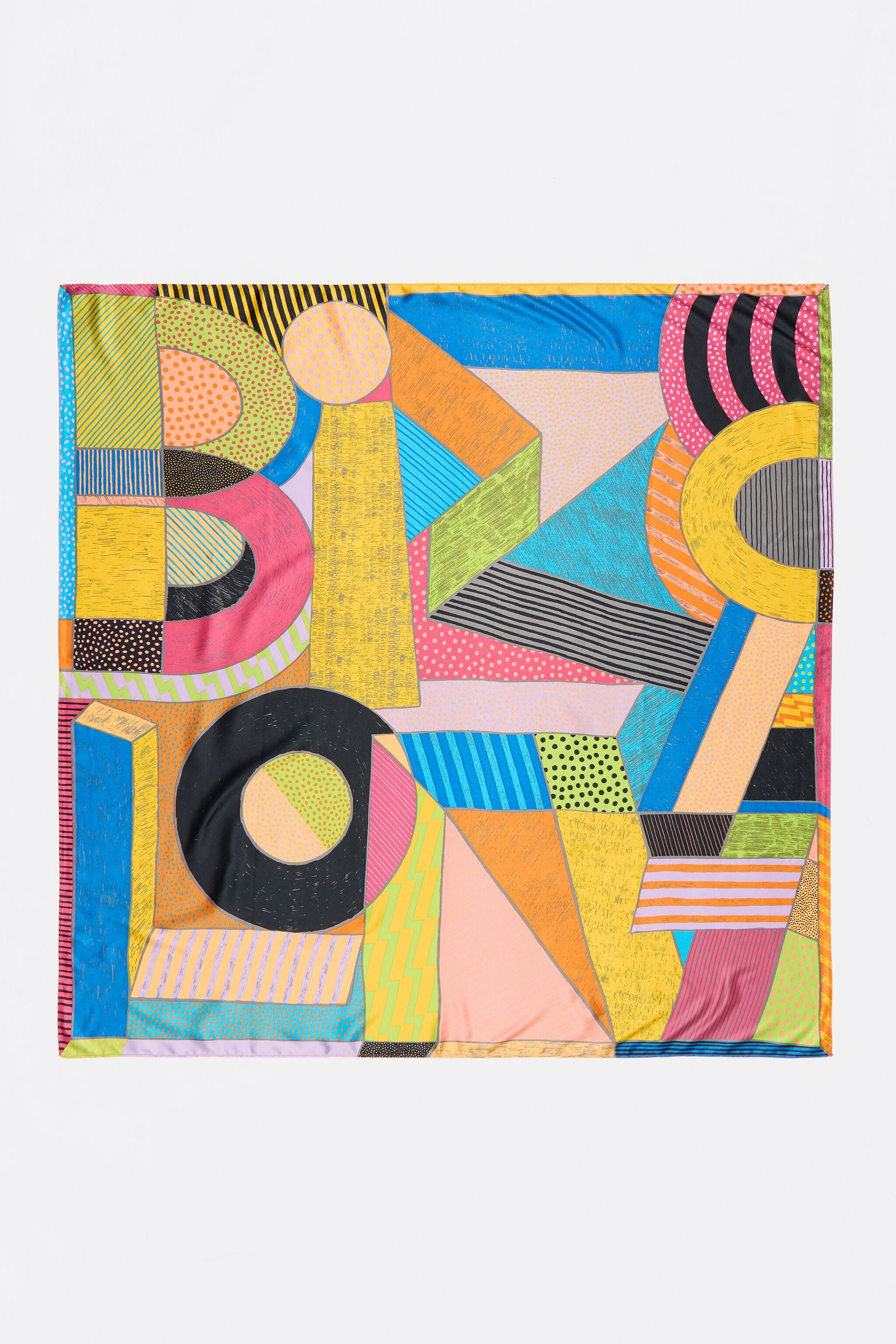 Multicolor textured XL logos and microprint scarf