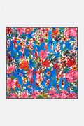 Blue watercolor logo floral scarf