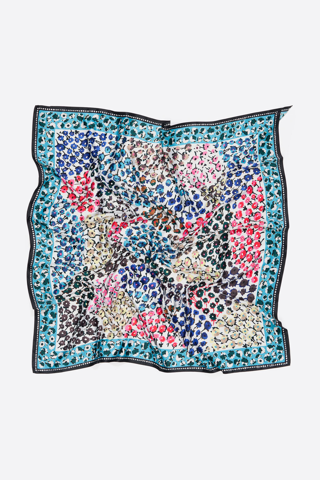 Blue border floral scarf