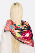 Anthracite vase and flowers microprints scarf