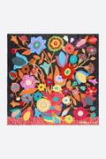 Anthracite vase and flowers microprints scarf
