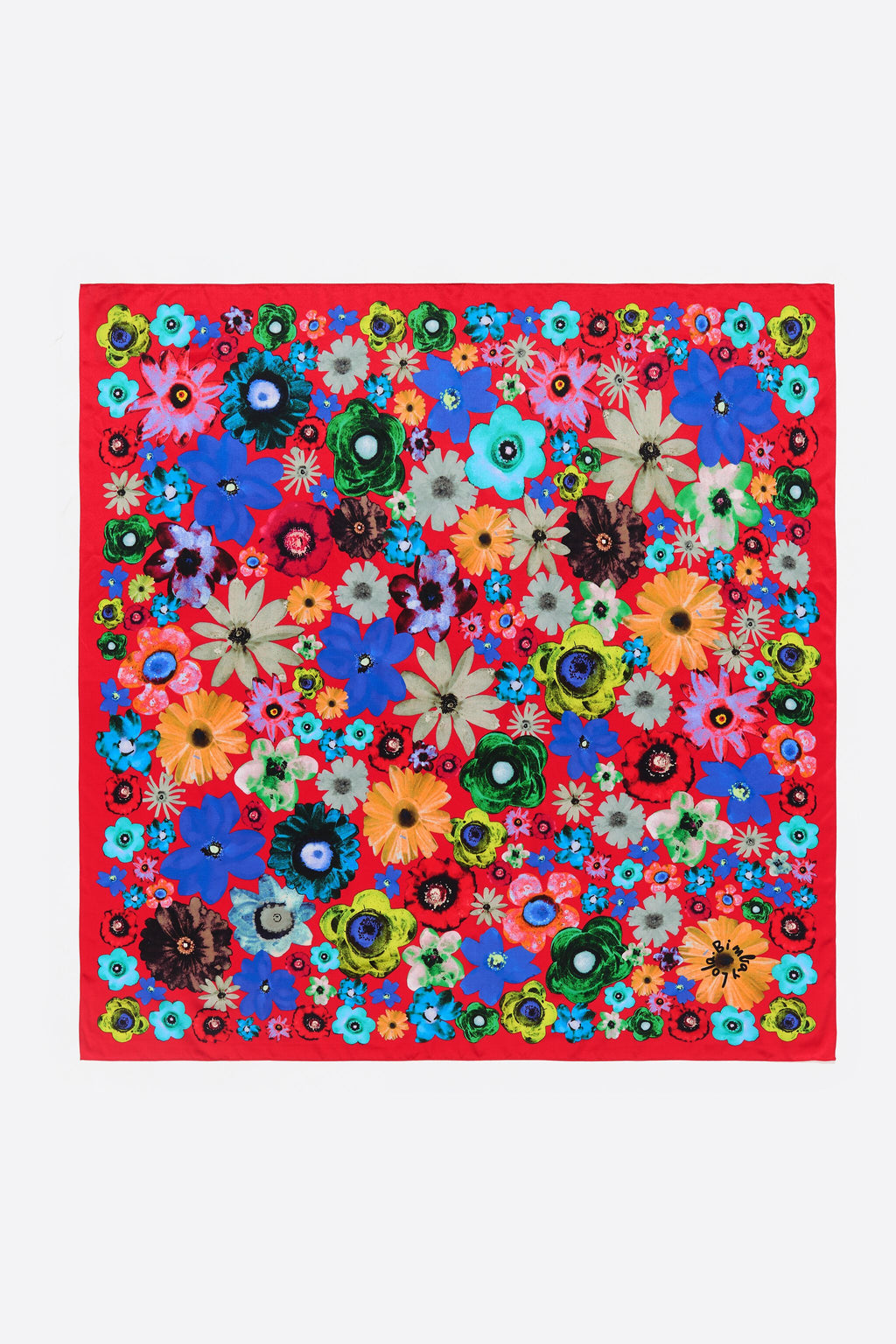 Red watercolor floral scarf