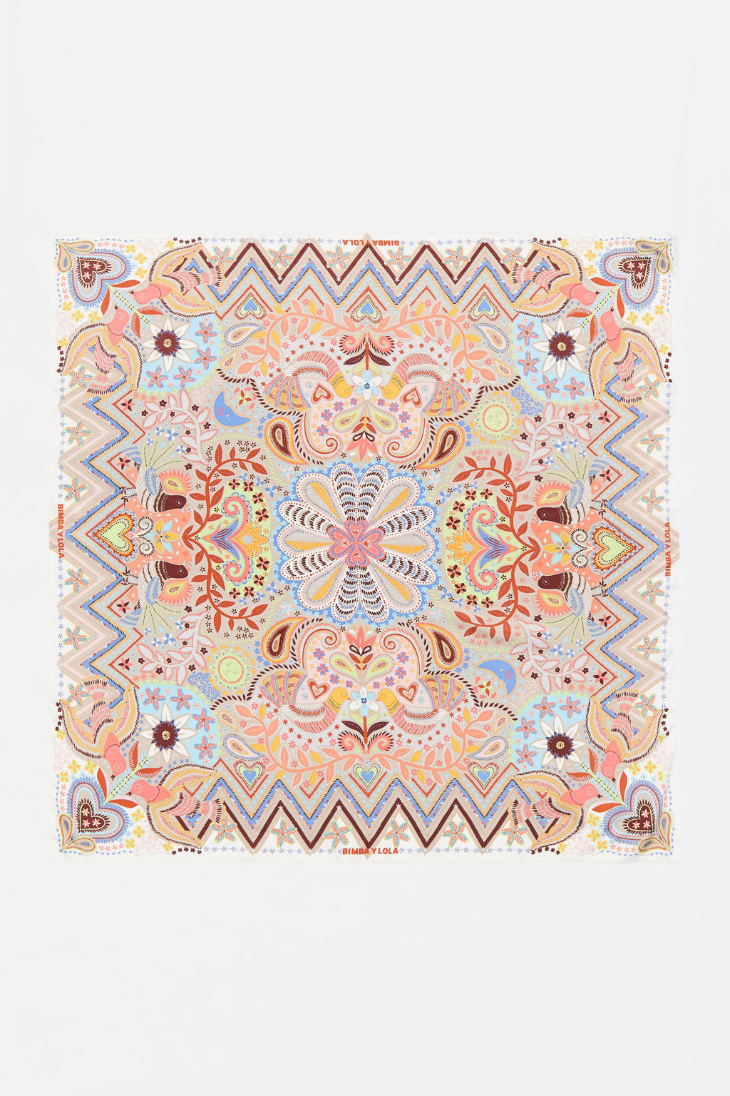 Beige birds and mini prints scarf