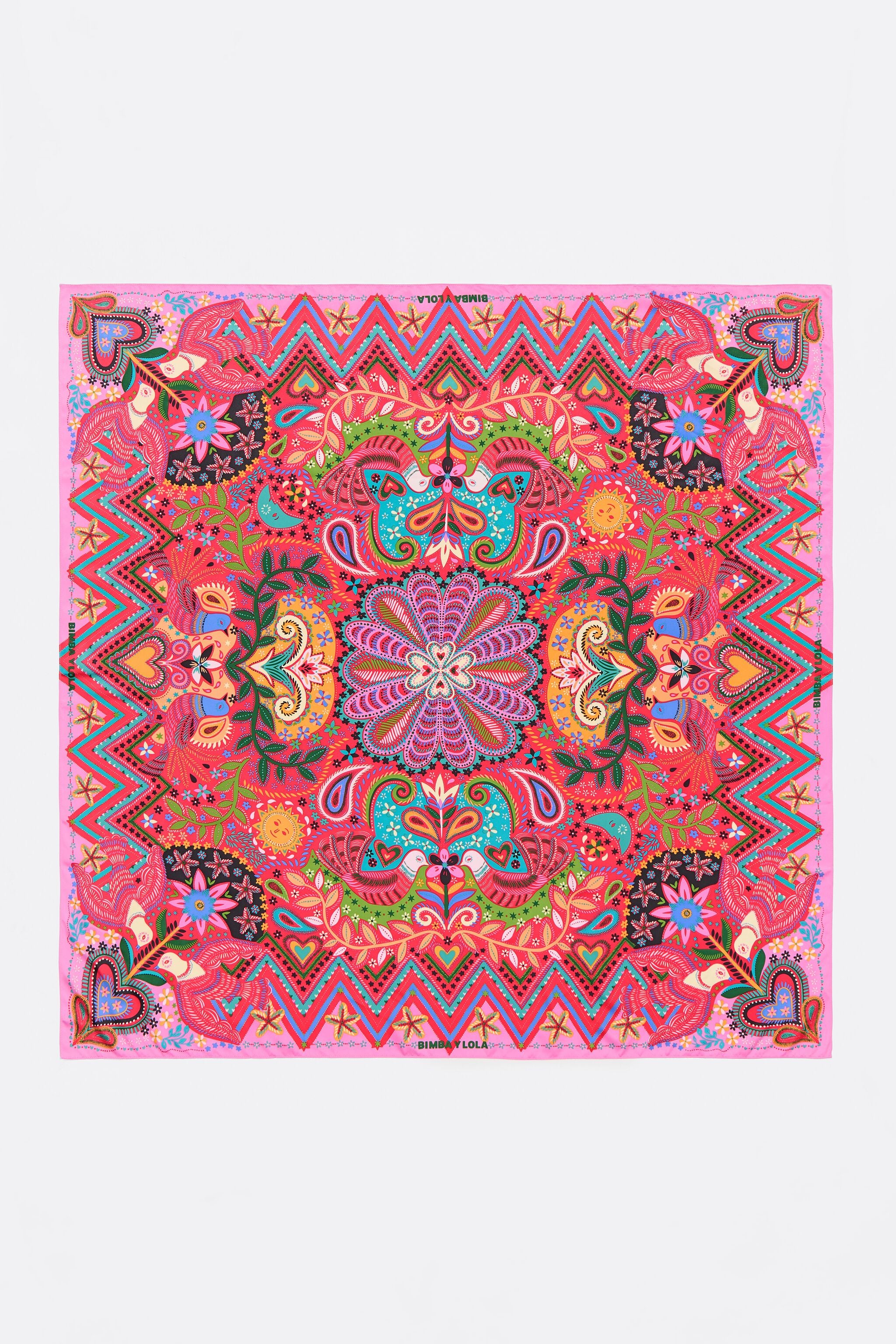 Strawberry birds and mini prints scarf