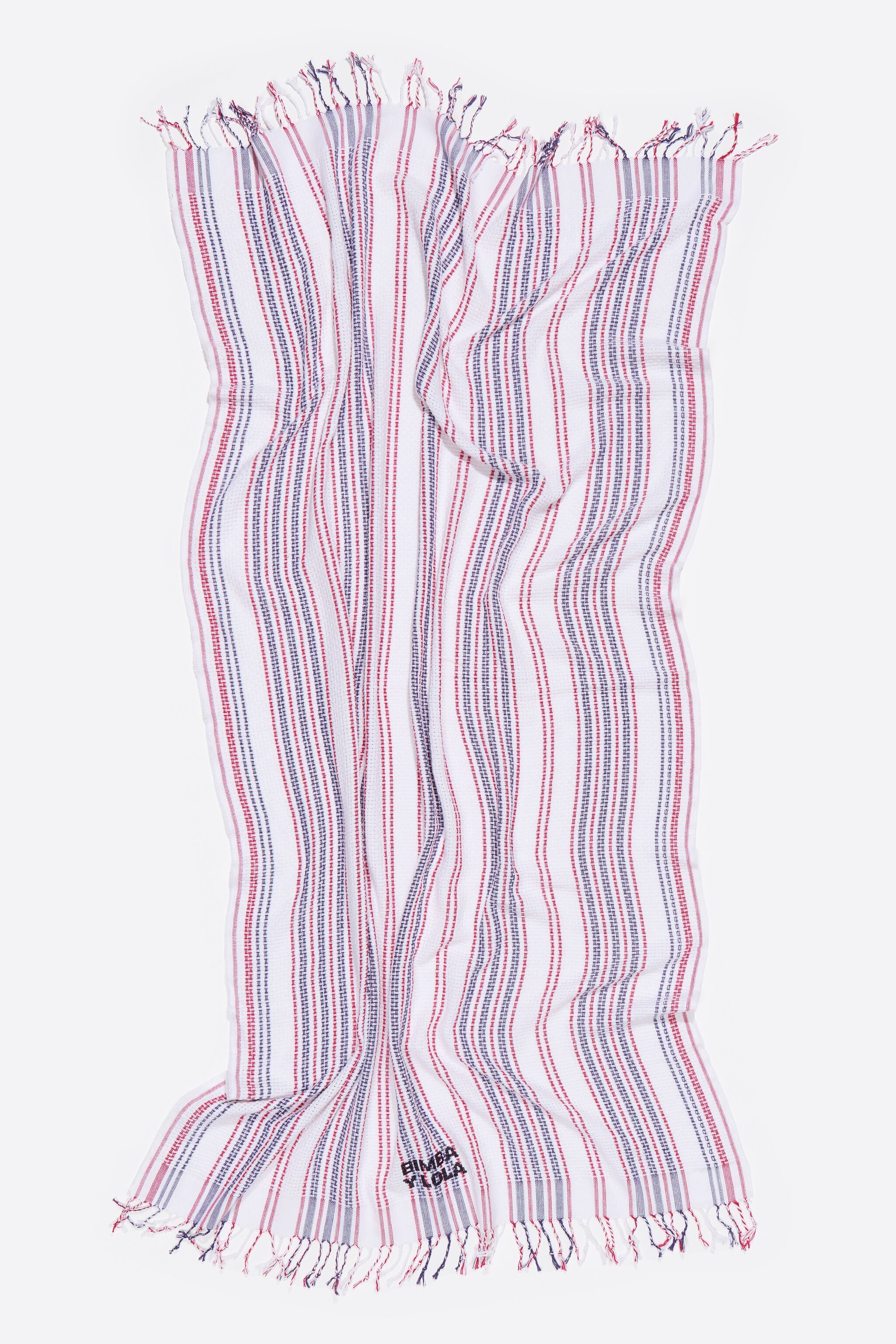 Red woven striped towel