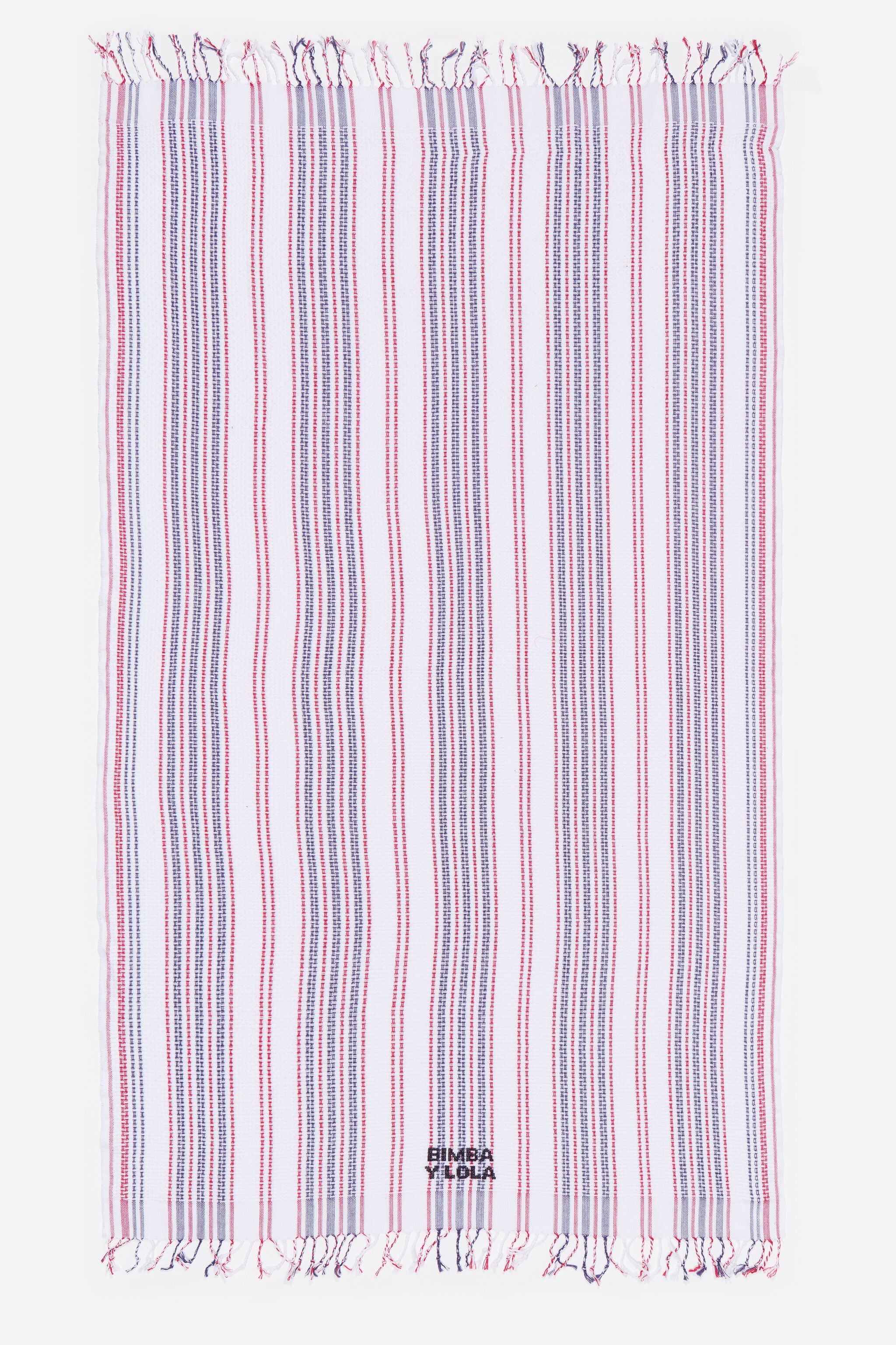 Red woven striped towel