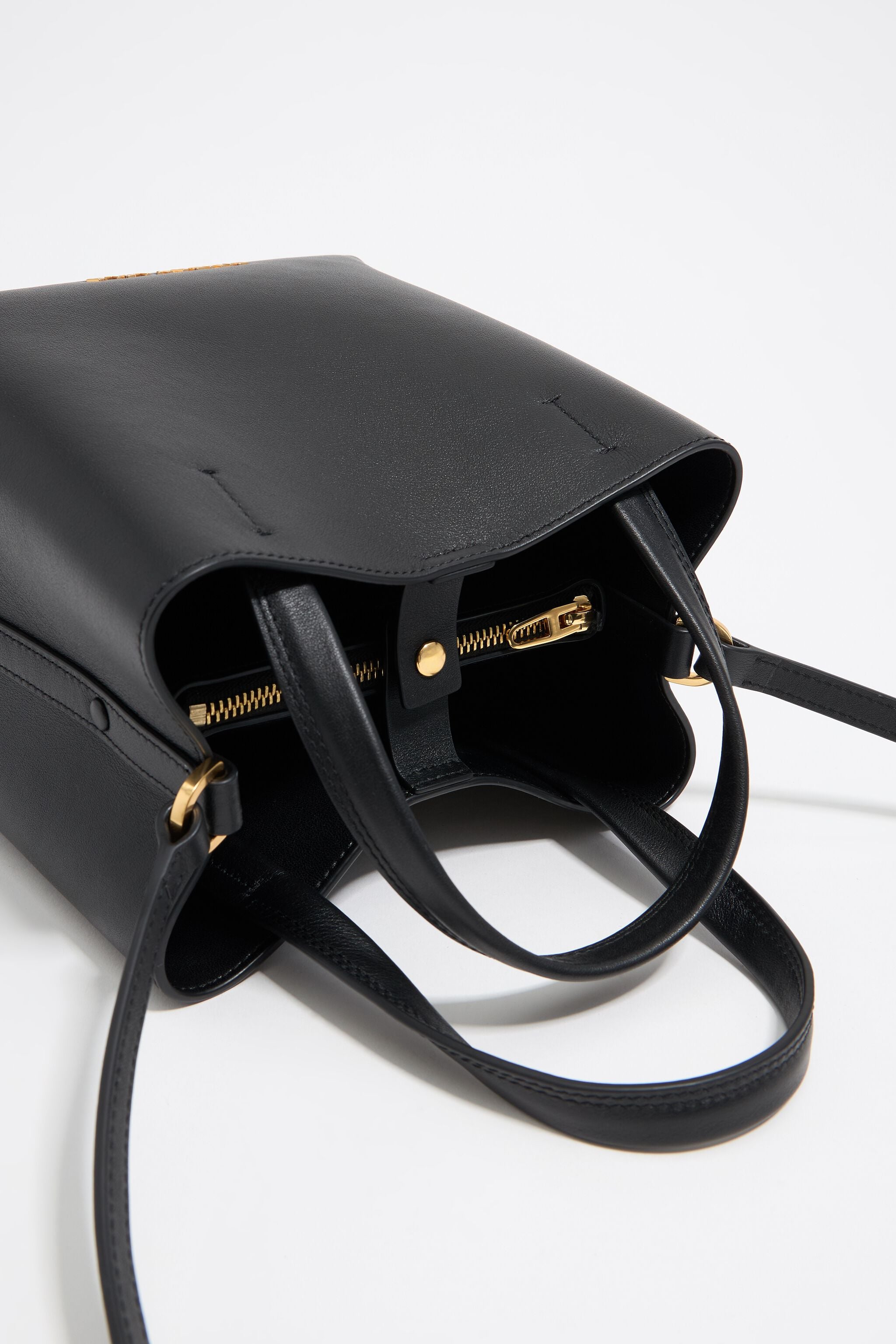Small black leather Chihuahua bag
