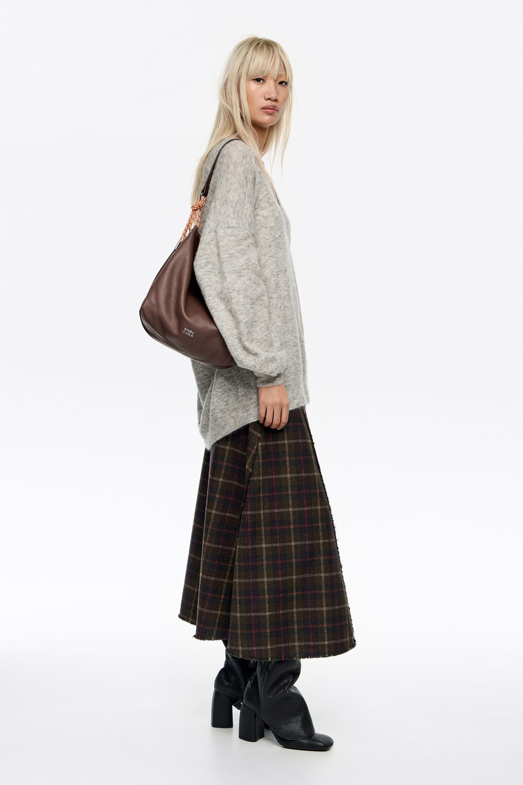 Medium brown leather Paper bag