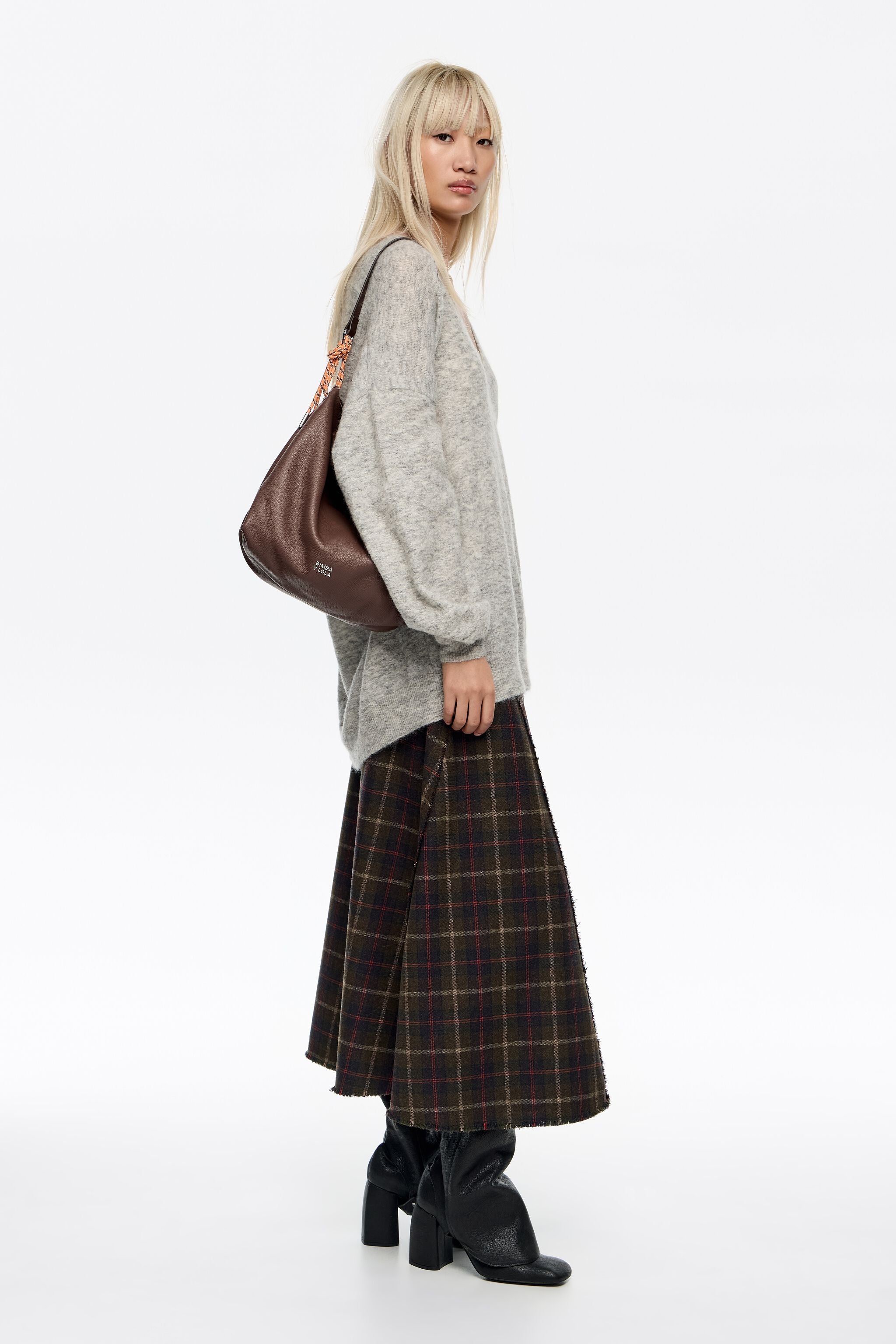 Medium brown leather Paper bag