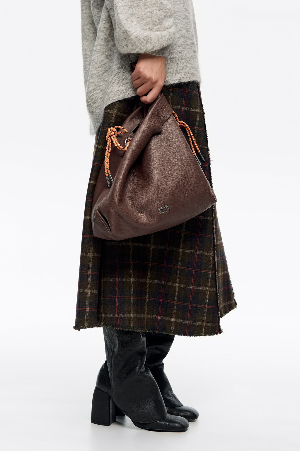 Medium brown leather Paper bag