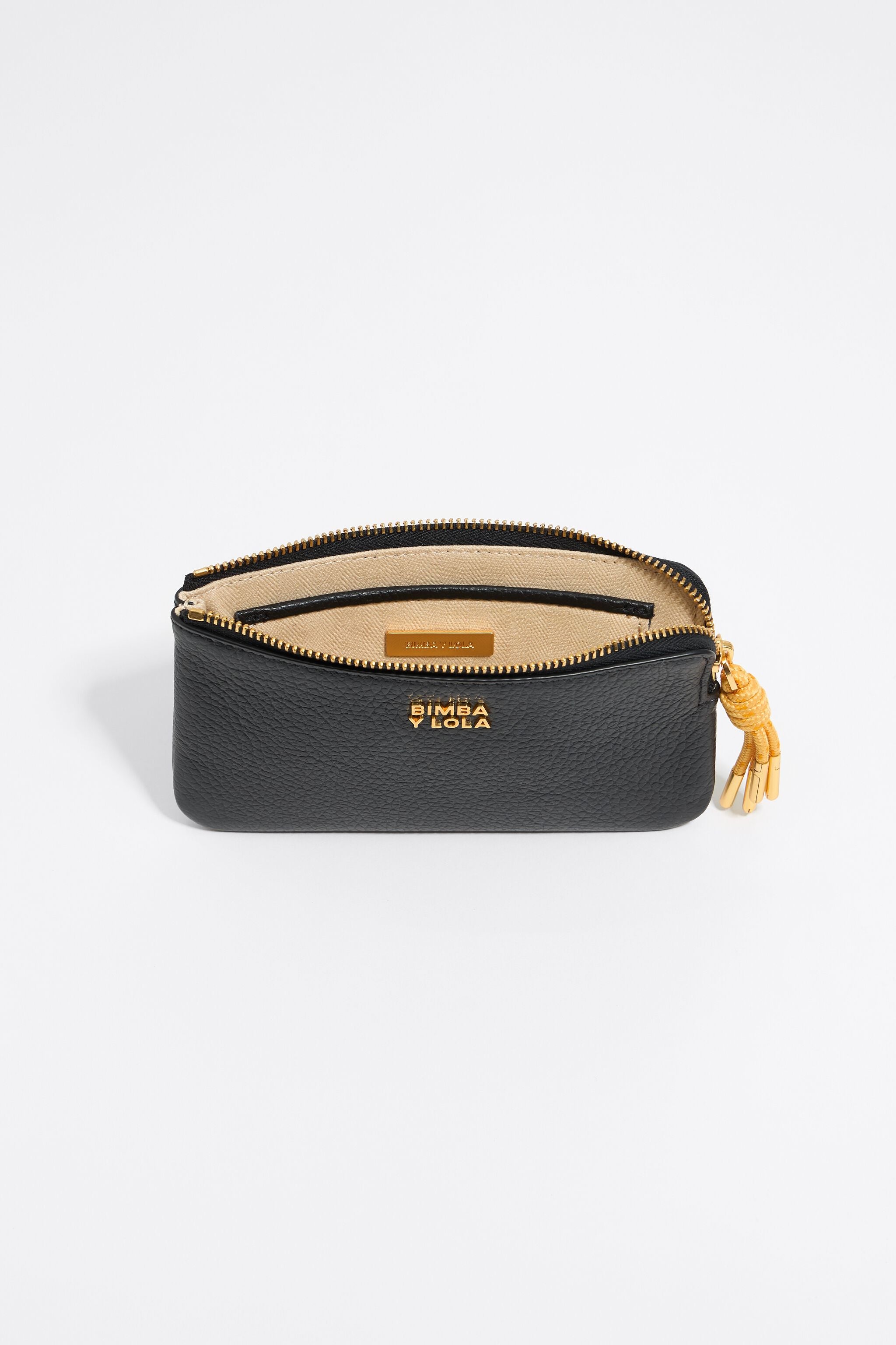 Black leather coin purse