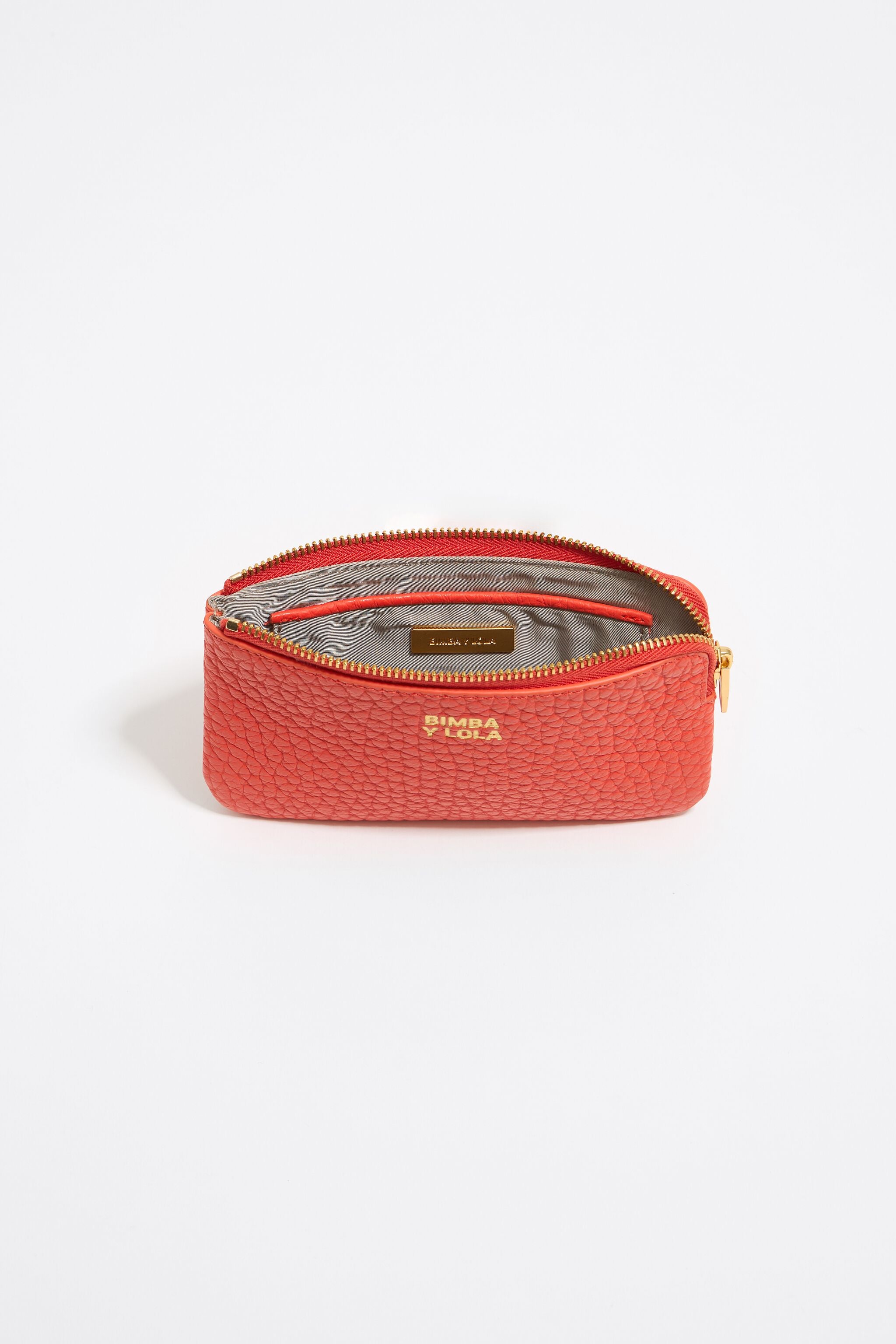 Coral leather coin purse
