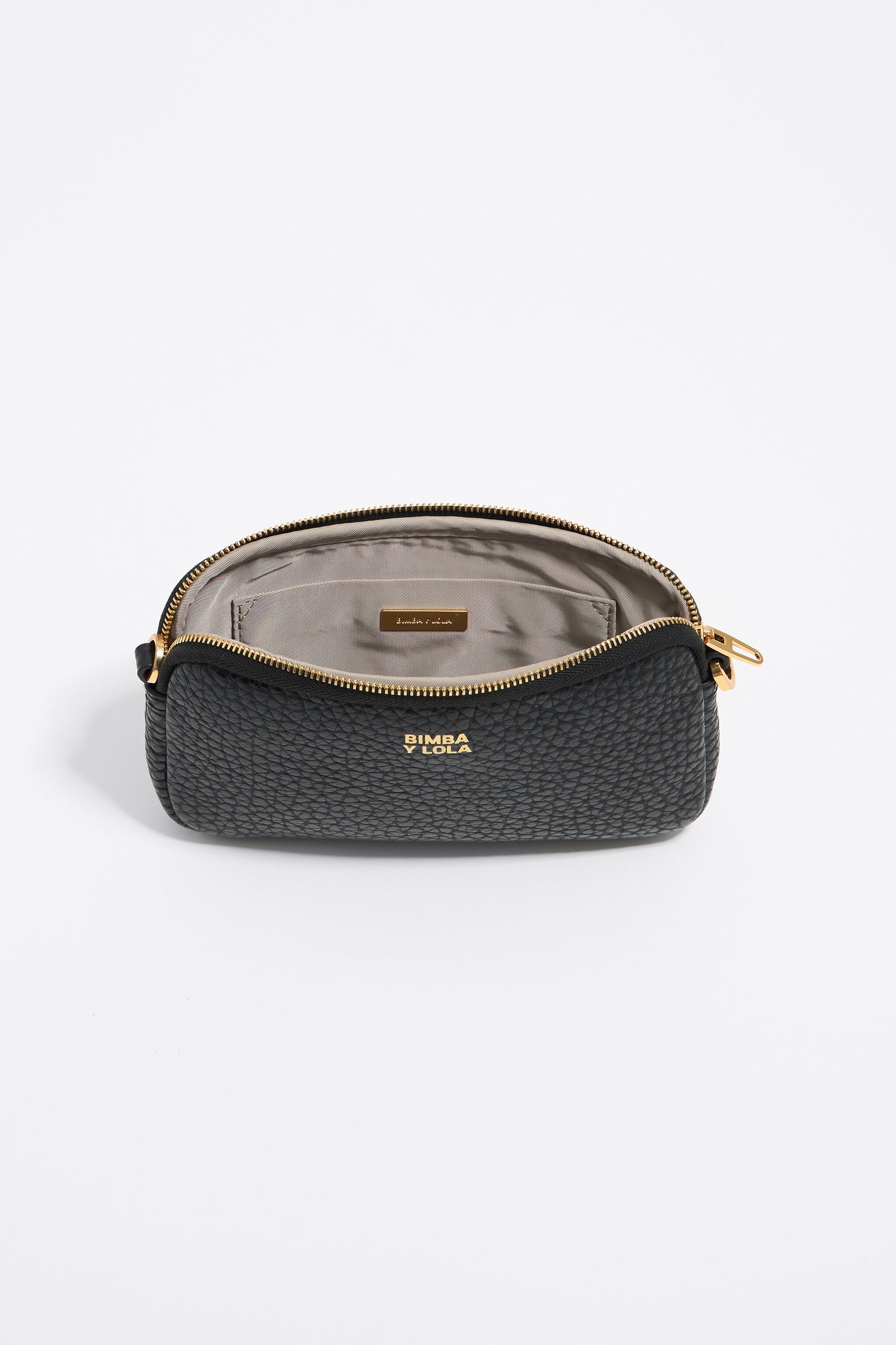 Black leather mini crossbody bag