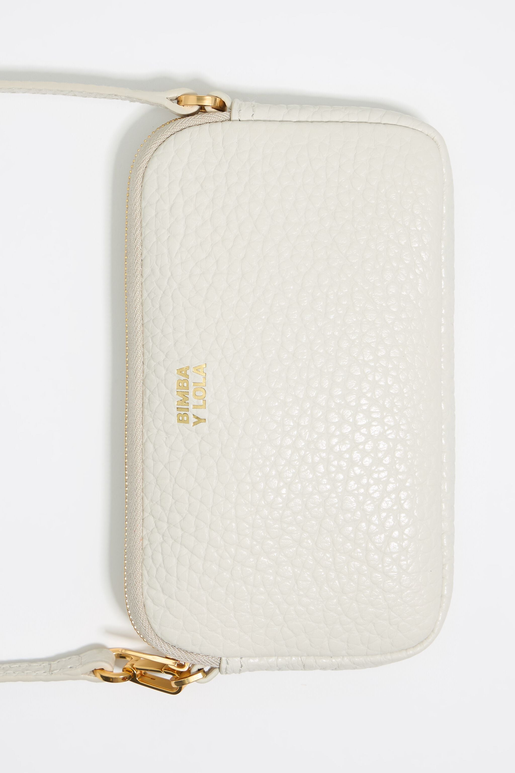 Mini off-white leather crossbody bag