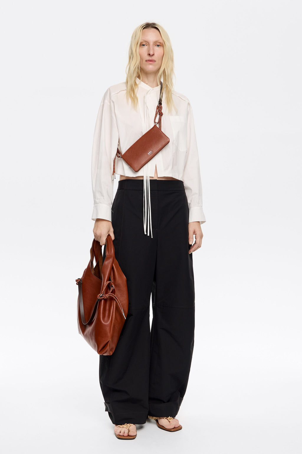 Chestnut leather mini bag