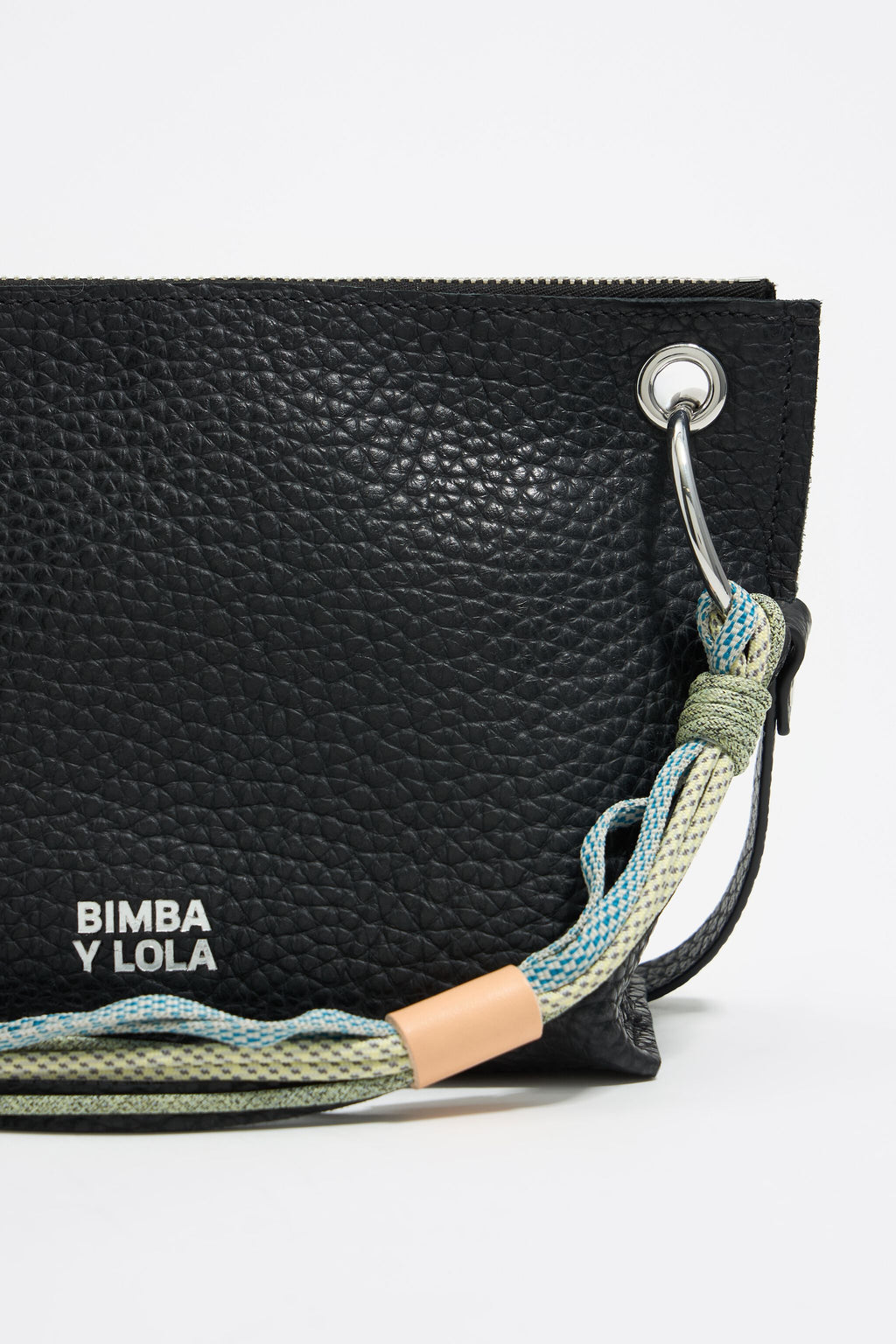 Medium black leather trapezium bag