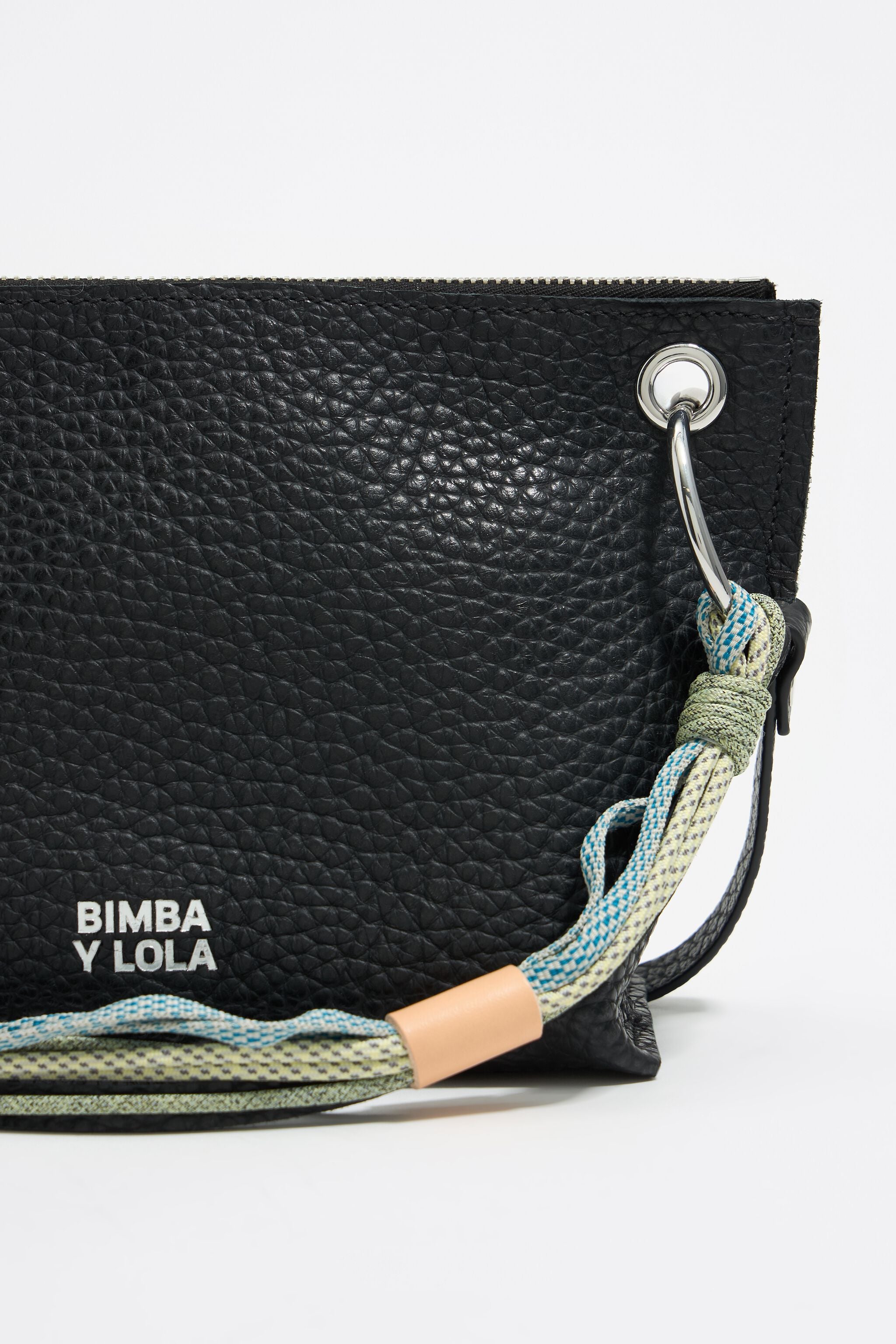 Medium black leather trapezium bag