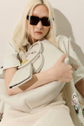 Medium off-white leather shopper bag