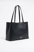 Large black leather Chihuahua shopper bag
