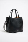 Large black leather Chihuahua bag