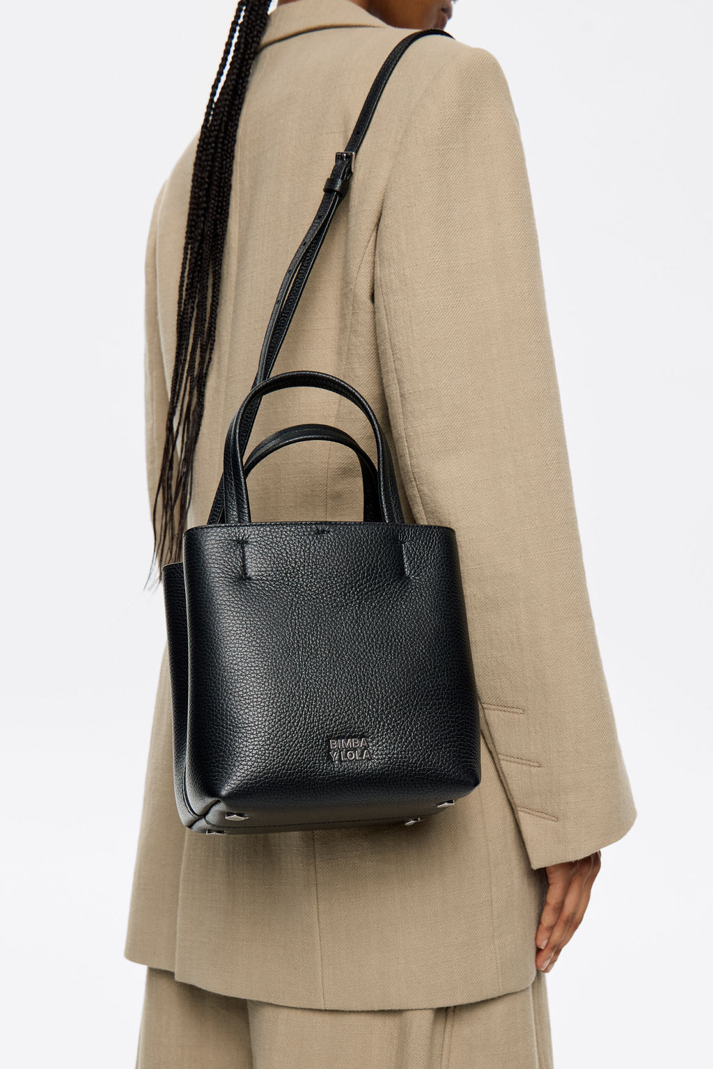 Small black leather Chihuahua bag