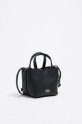 Mini black leather Chihuahua bag