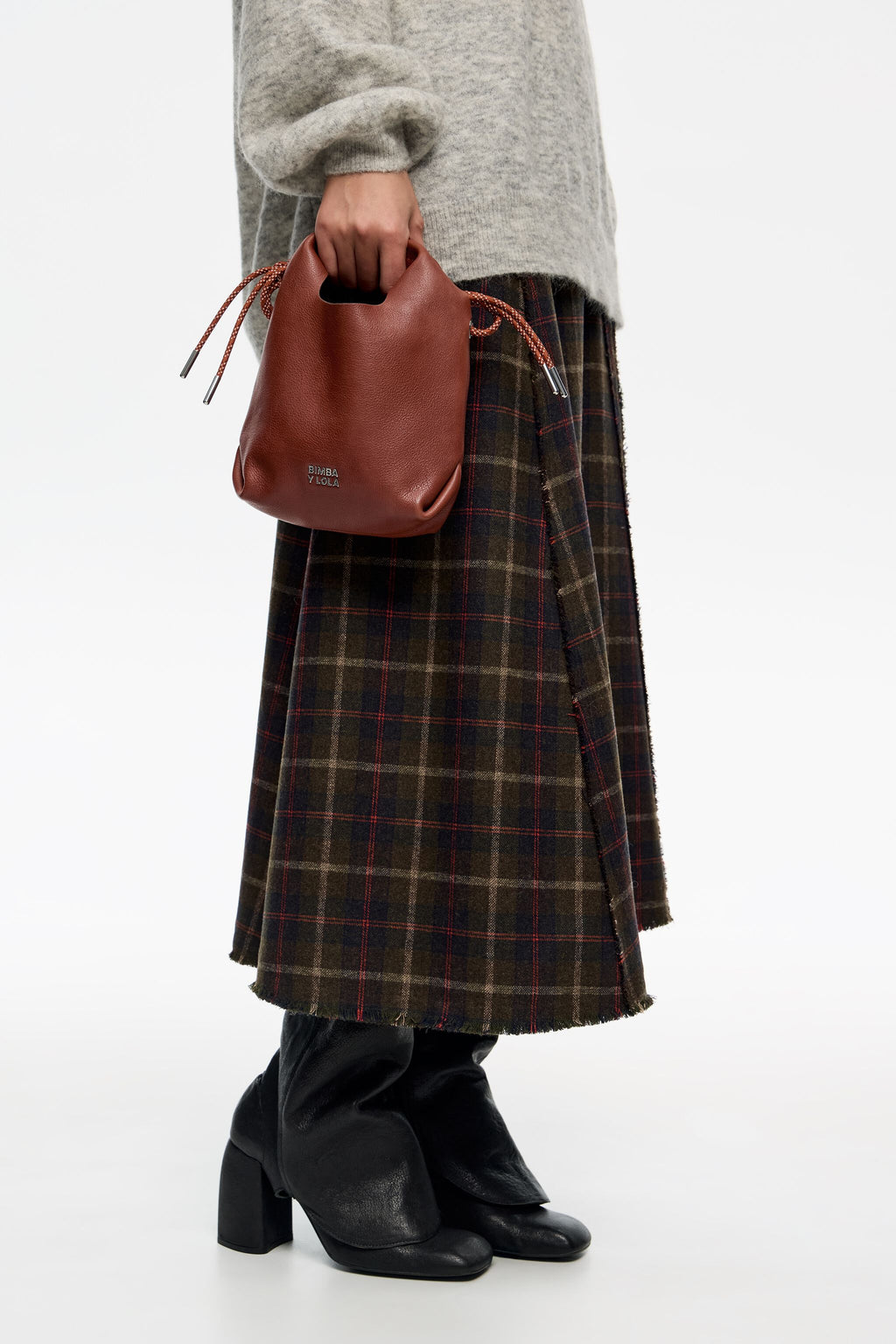 Chestnut leather mini Paper bag