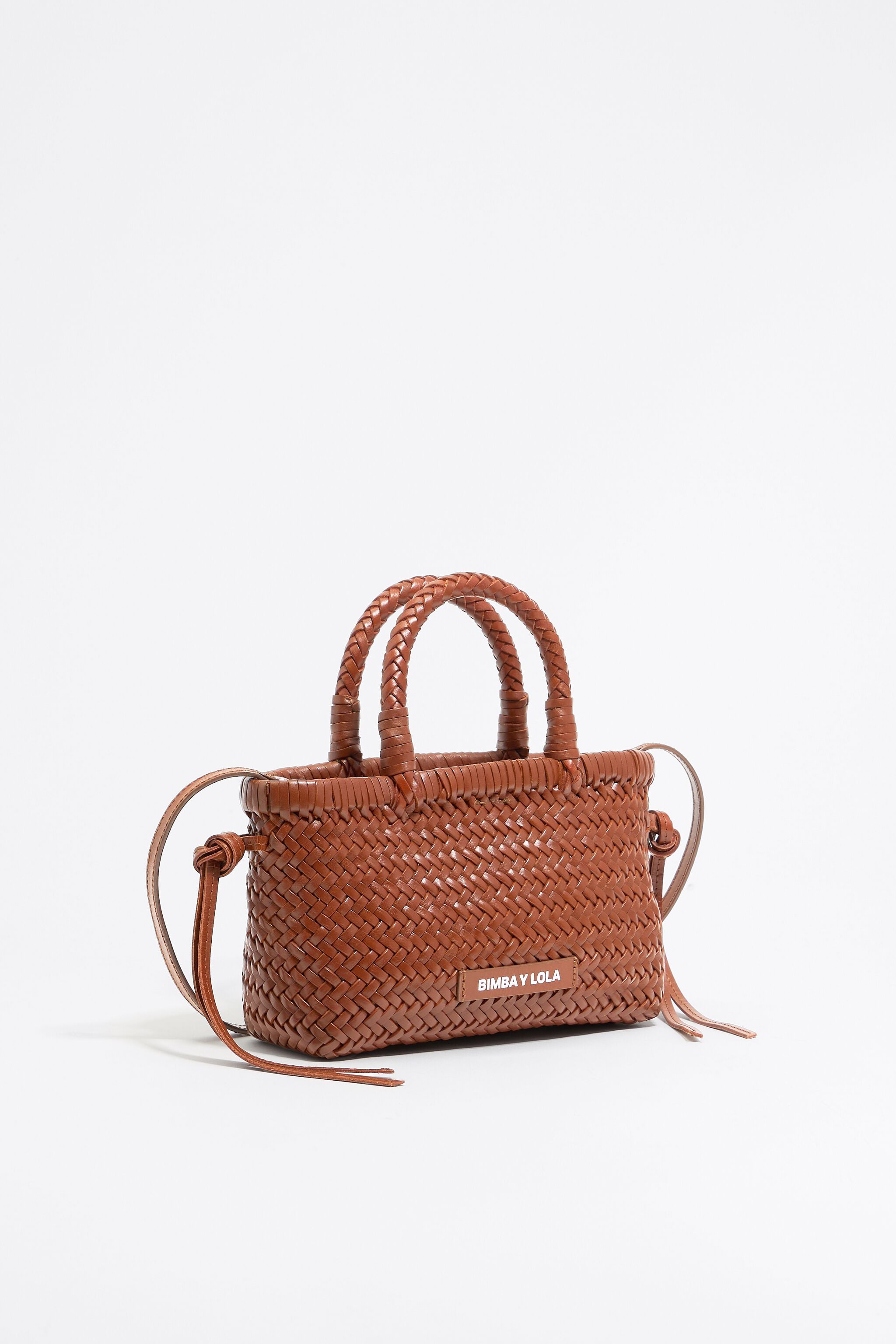 Mini honey leather shopper bag