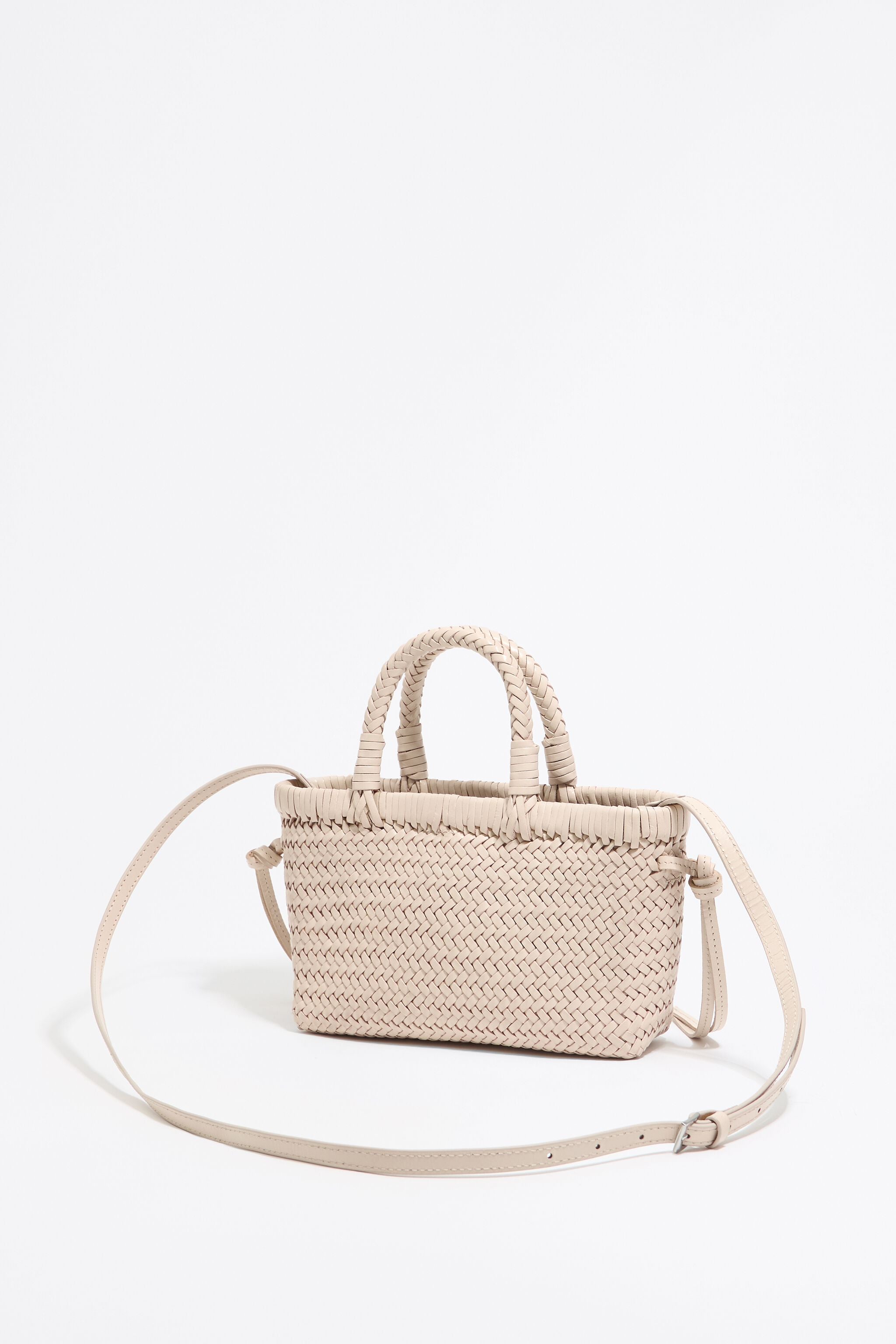 Mini sand leather shopper bag