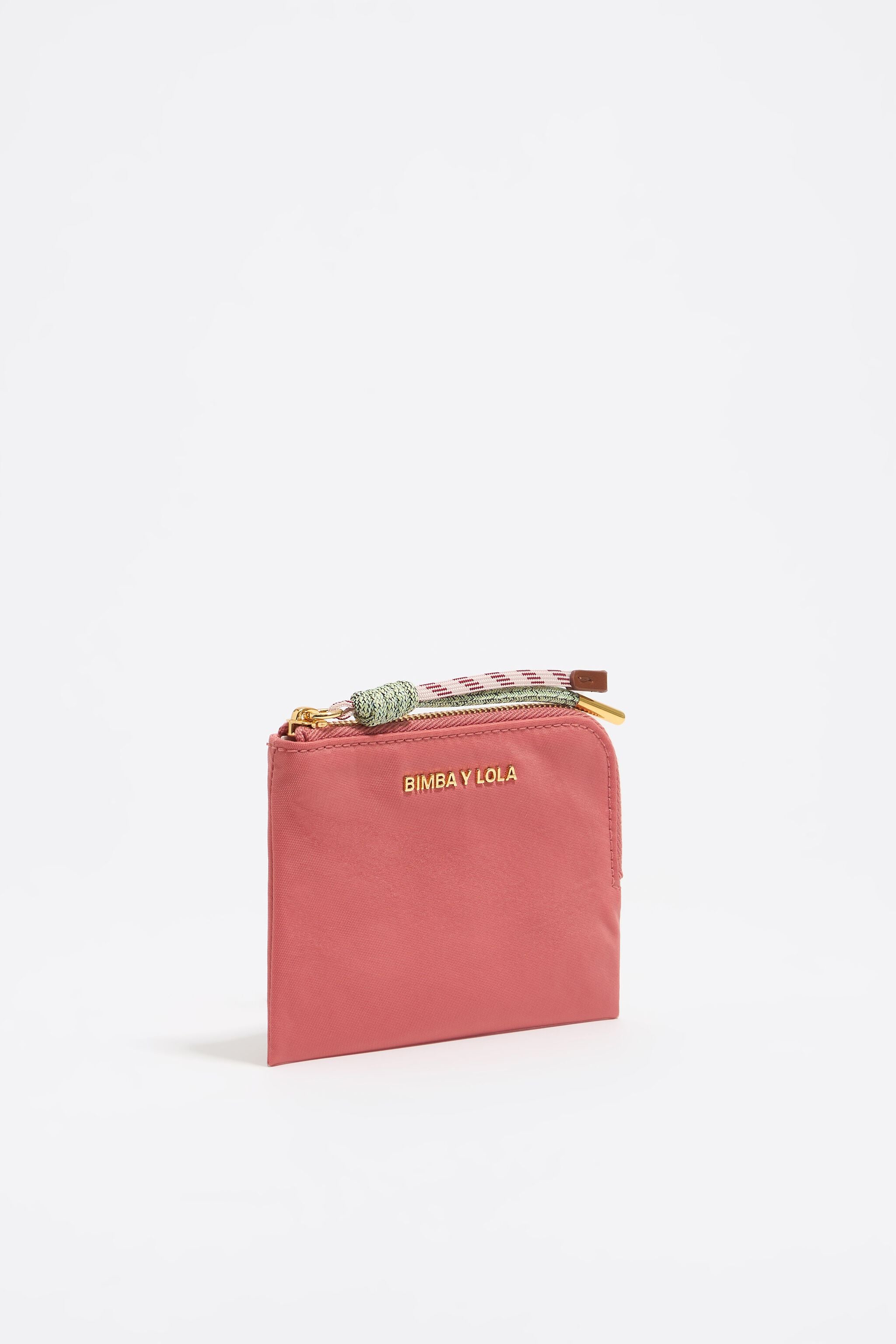Pink nylon coin purse